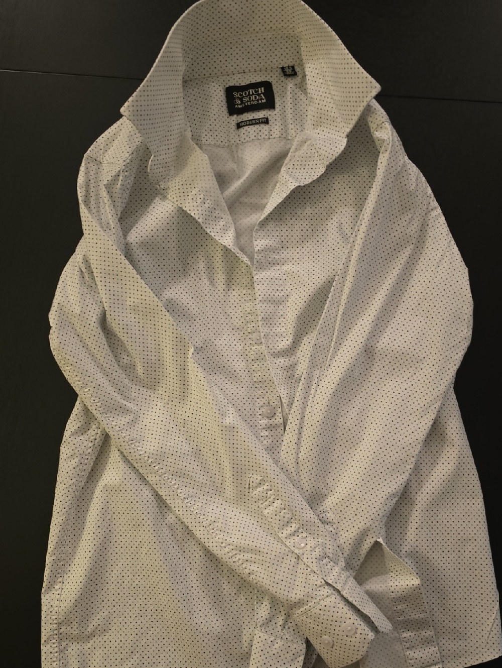 Scotch & Soda White Microdot Dress Shirt